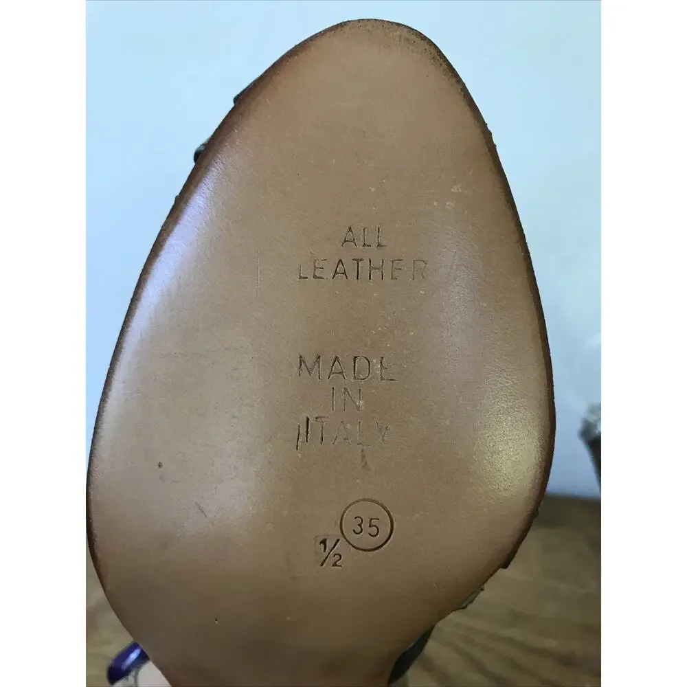 Vtg Maud Frizon Italy Italian Leather Snakeskin Strappy Sandals Heels 35.5 5.5 - Picture 6 of 8